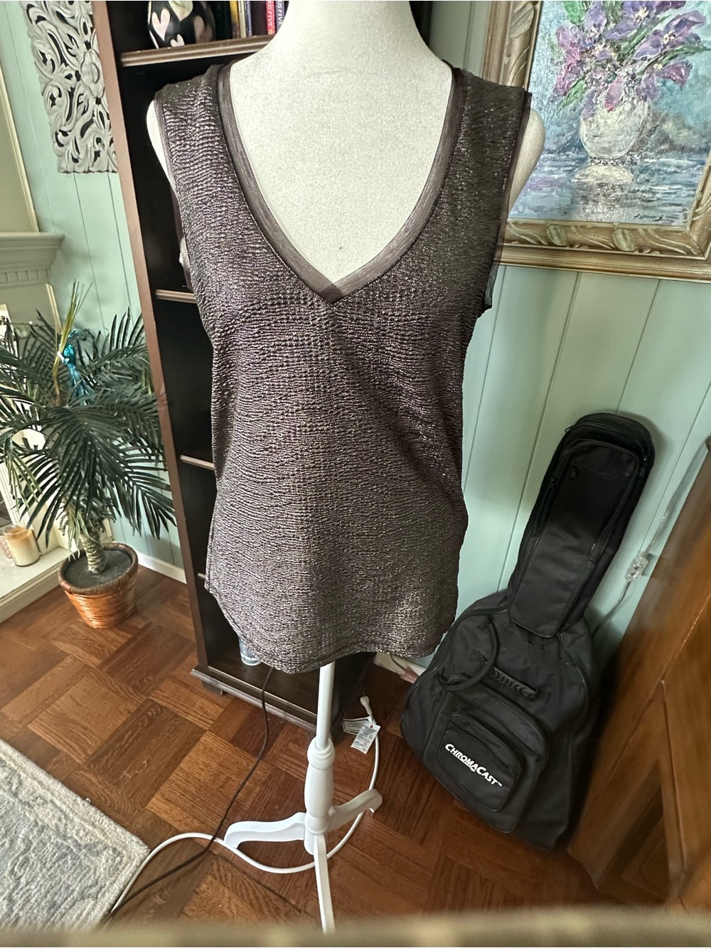 Reiss Metallic Brown V-Neck Sleeveless Tank